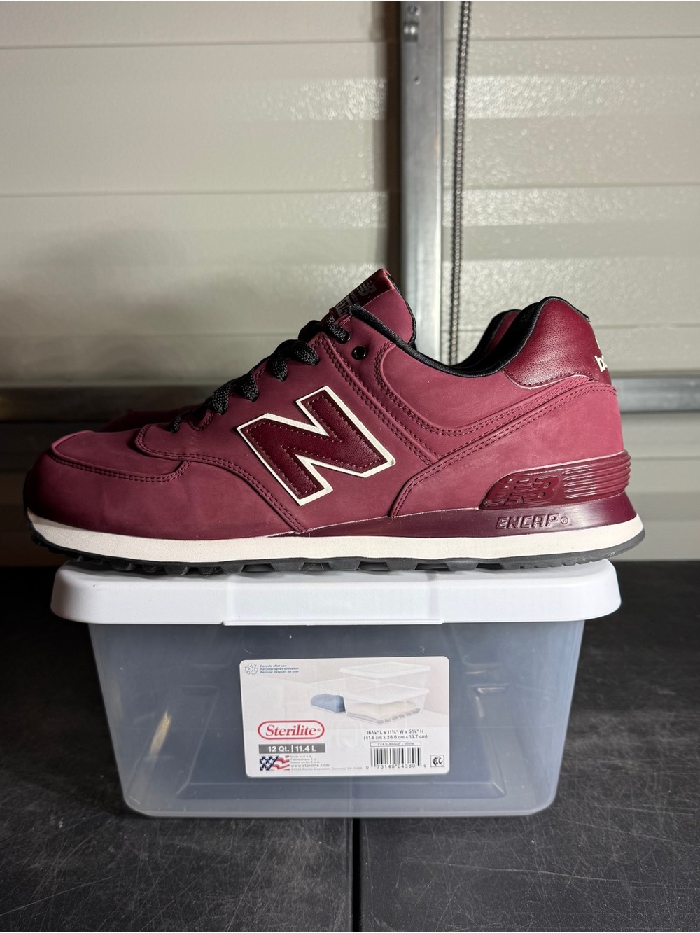 Size 12 - New Balance 574 Burgundy